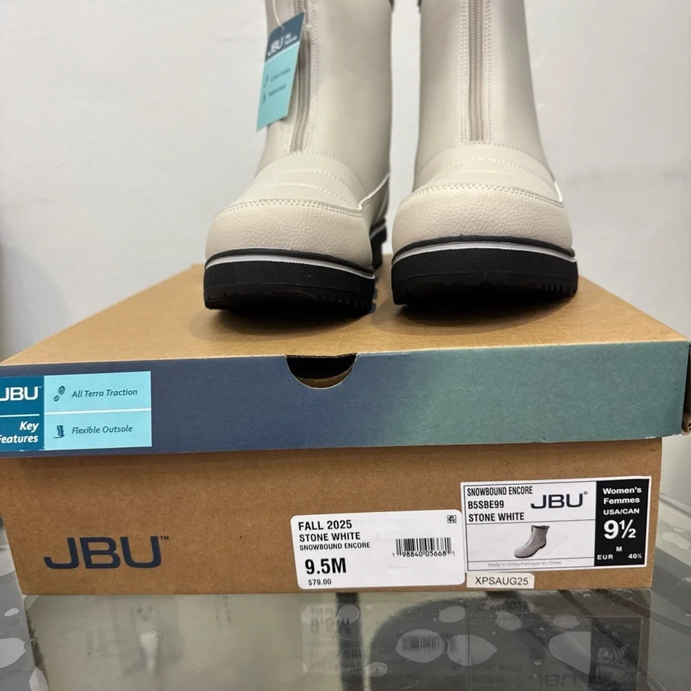 JBU Cream Front-Zip Faux-Fur Lined Ankle Boots